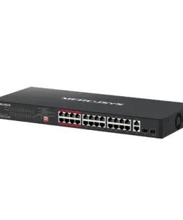 Alternative view от 24-портов 10/100 Mbps + 2-портов Gigabit Rackmount комутатор с 24 PoE+ порта Mercusys MS126CP