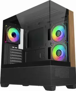 Кутия за компютър CoolerMaster Elite 690 Wood - Черна
