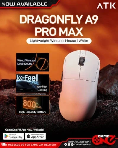 ATK професионална геймърска мишка Wireless Gaming Mouse A9 Pro Max 2.0 Tri-mode Nearlink - 8K, White - Image 2