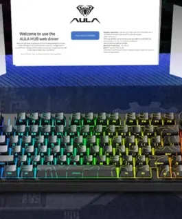 Alternative view от Aula геймърска механична клавиатура Wireless Gaming Mechanical Keyboard F75HE - Black King Magnetic Switch [Linear] (English US), Black Contour