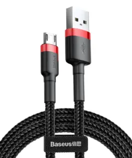Кабел Baseus Cafule USB-A към MicroUSB 2.4A 1м черен/червен