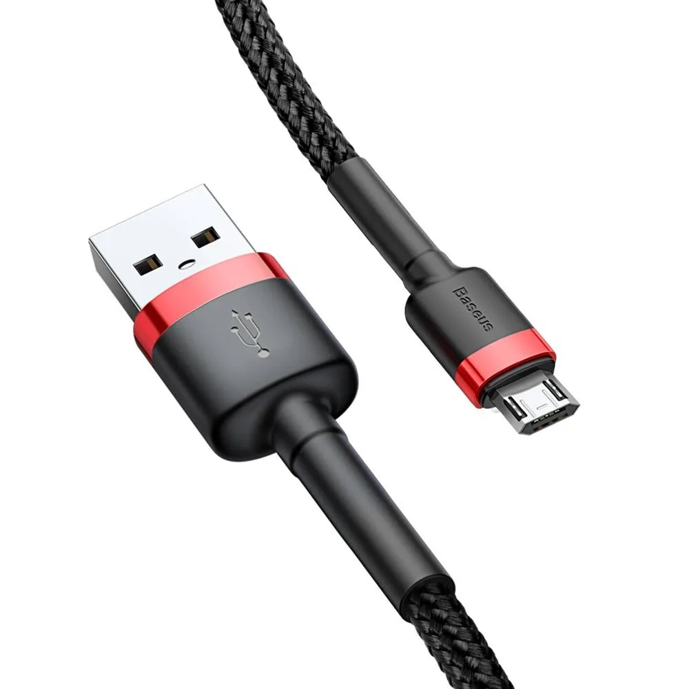 Кабел Baseus Cafule USB-A към MicroUSB, 2.4A, 1м, черен/червен - Image 3