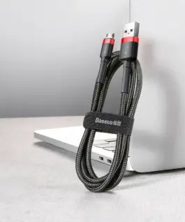 Alternative view от Кабел Baseus Cafule USB-A към MicroUSB, 2.4A, 1м, черен/червен