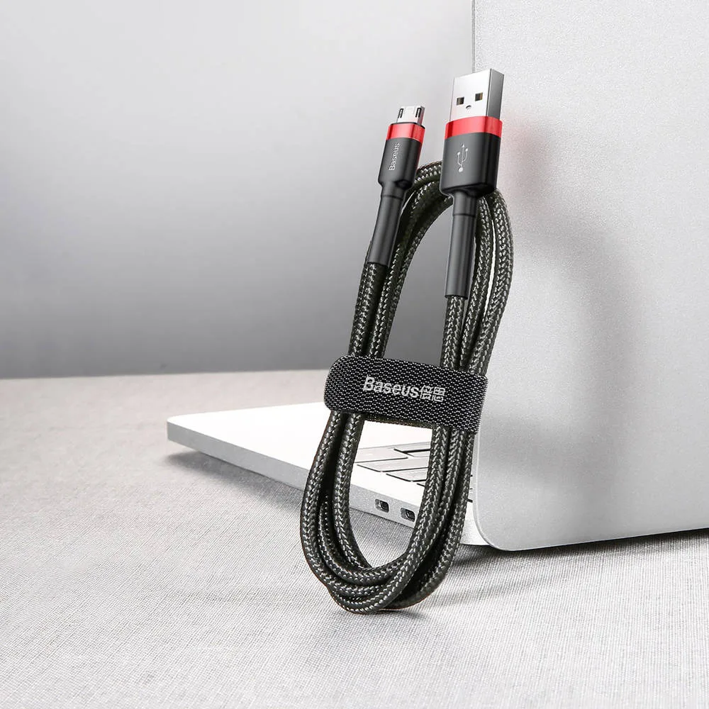 Кабел Baseus Cafule USB-A към MicroUSB, 2.4A, 1м, черен/червен - Image 2