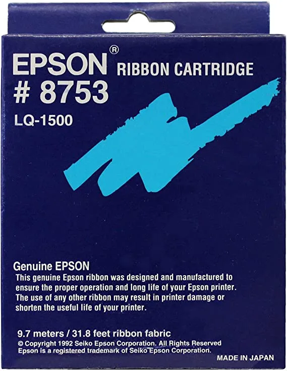 ЛЕНТА ЗА МАТРИЧЕН ПРИНТЕР EPSON LQ1500 - 8753 - Black - OEM PN C13S015011 /