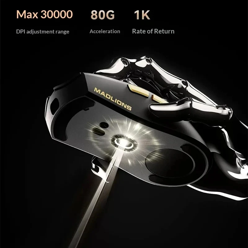 Madlions професионална геймърска мишка Wireless Gaming Mouse M3 Pro - 1K, Mad Catz Custom Sensor, White - Image 6