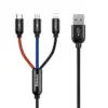 Кабел Baseus Rapid 3 в 1 USB-А към Type C/Lightning/MicroUsb 3A 1.2м черен