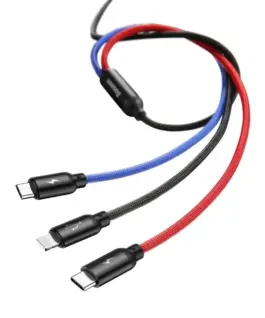 Кабел Baseus Rapid 3 в 1 USB-А към Type C/Lightning/MicroUsb, 3A, 1.2м, черен - Image 3