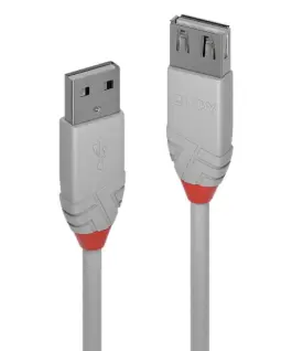 Alternative view от КАБЕЛ УДЪЛЖИТЕЛЕН USB LINDY - USB-A extension cable - USB 2.0, Type A, M/F - Anthra Line - 20 cm - Gray - PN 36710 (LNY-36710)