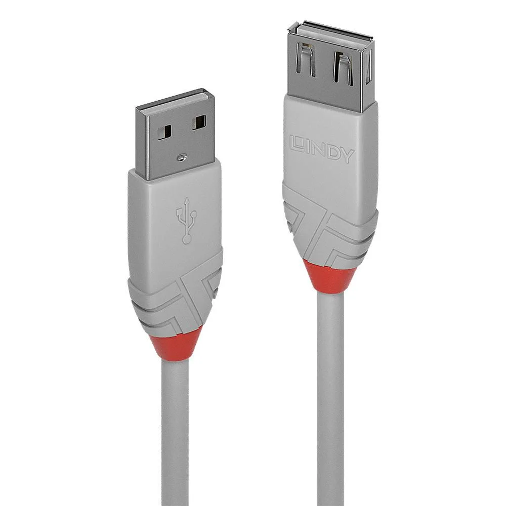 КАБЕЛ УДЪЛЖИТЕЛЕН USB LINDY - USB-A extension cable - USB 2.0, Type A, M/F - Anthra Line - 20 cm - Gray - PN 36710 (LNY-36710) - Image 2