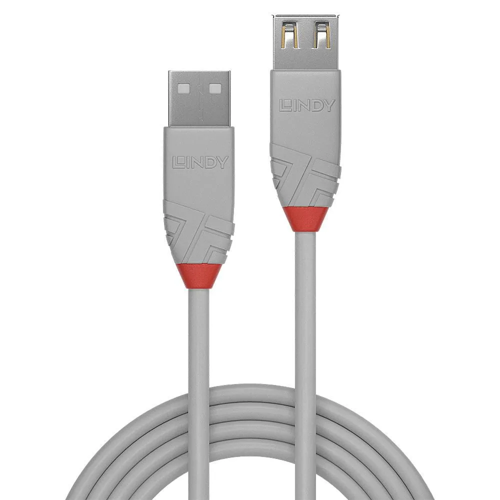 КАБЕЛ УДЪЛЖИТЕЛЕН USB LINDY - USB-A extension cable - USB 2.0 Type A M/F - Anthra Line - 20 cm - Gray - PN 36710