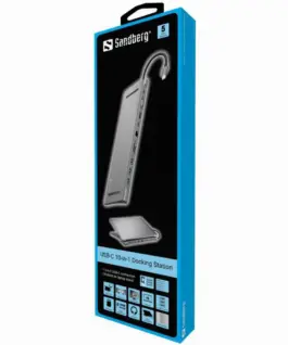 Alternative view от ХЪБ SANDBERG USB-C 10-in-1 - Gray - PN 136-31