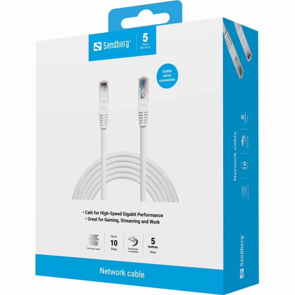 МРЕЖОВ КАБЕЛ SANDBERG UTP Cat6 - 5,0 m - White - PN 506-96 - Image 3