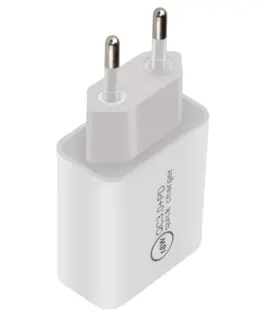 Alternative view от Makki бързо зарядно Fast Charger Wall - QC3.0 + Power Distribution Type-C 18W White - MAKKI-PQ18W-WH