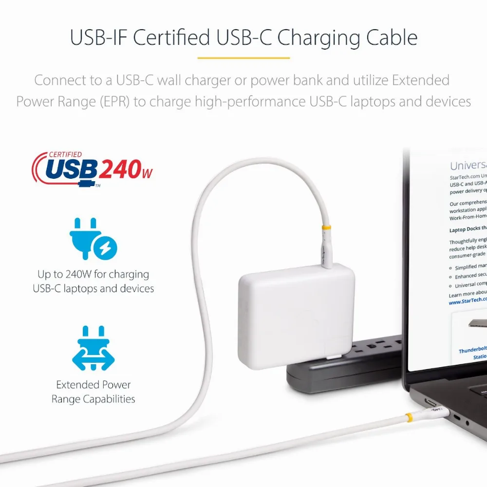 КАБЕЛ USB STARTECH - USB-C to USB-C - 4,0 m - White - PN USB2EPR4MW - Image 3