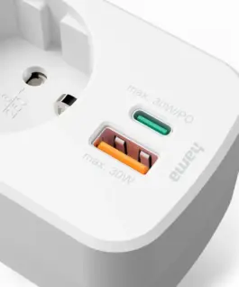 HAMA 3-мултипортов контакт, 1 x USB-C PD, 1 x USB-A, 1 x Шуко контакт, 30W PD - Image 5