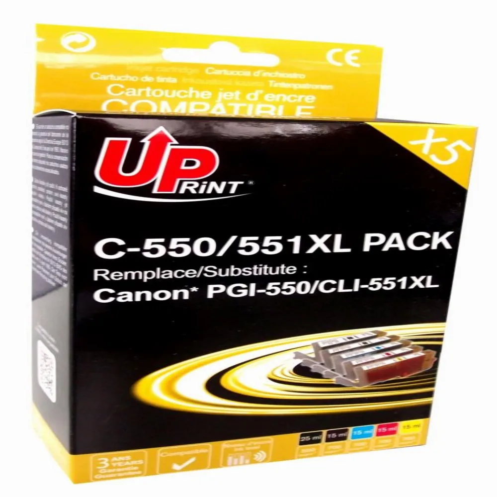 Комплект мастилници UPRINT -CANON PGI-550 + CLI-551BK/C/M/Y XL 1x25ml+4x15ml