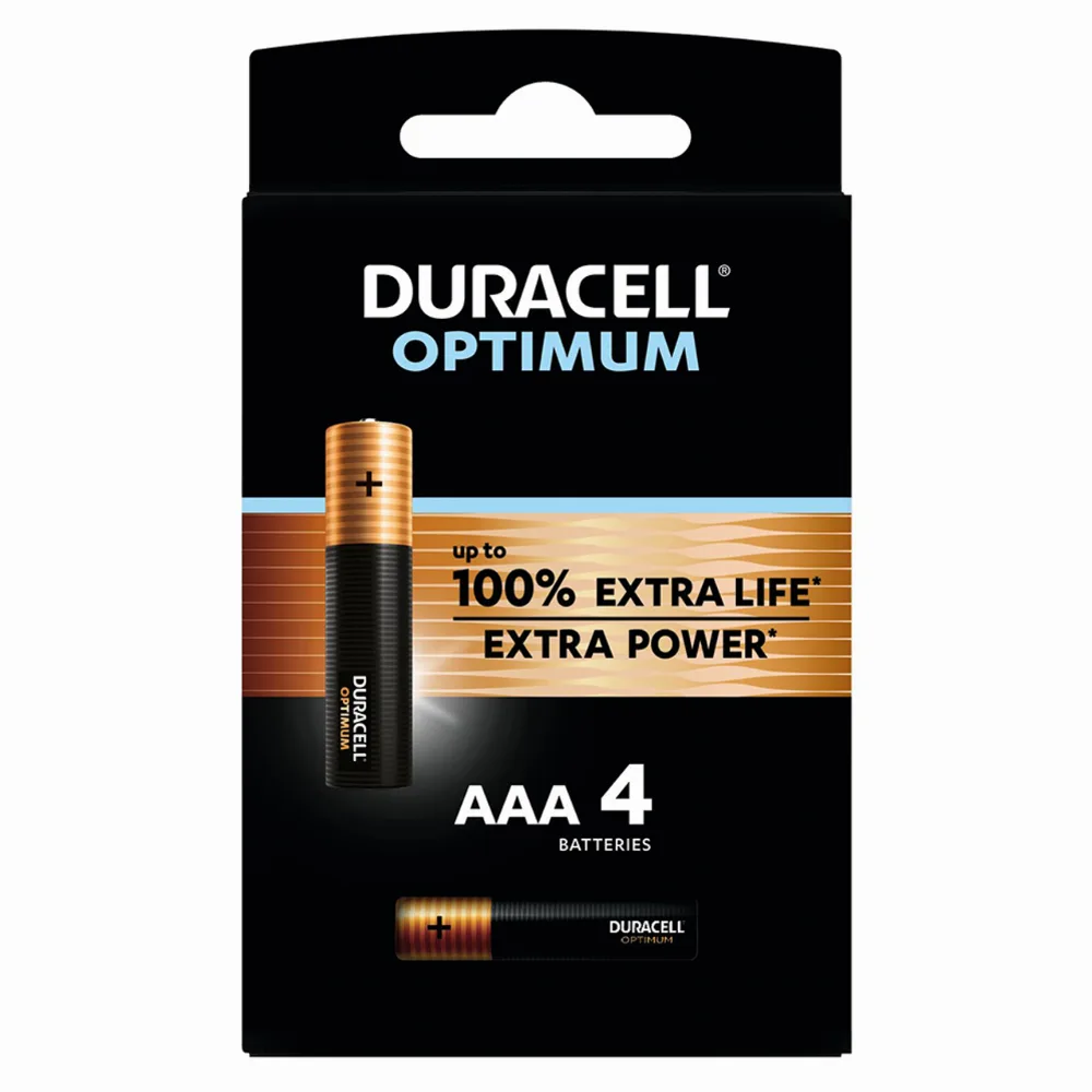 Алкална батерия DURACELL OPTIMUM MX2400 LR03 AAA /4 бр. в блистер/ 1.5V