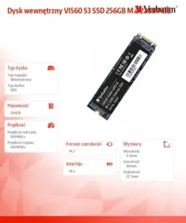 Verbatim Disc VI560 S3 SSD 256GB M.2 2280 SATA - Image 3