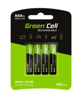 Green Cell Rechargeable Batteries 4x AAA HR03 950mAh