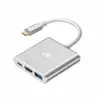 TB адаптер HUB USB C 3w1 - HDMI USB PD silver