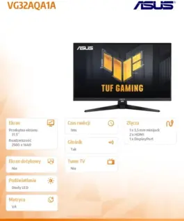 Alternative view от Asus Monitor 31,5 inches VG32AQA1A TUF WQHD 170Hz HDMI DP GŁOŚNIK
