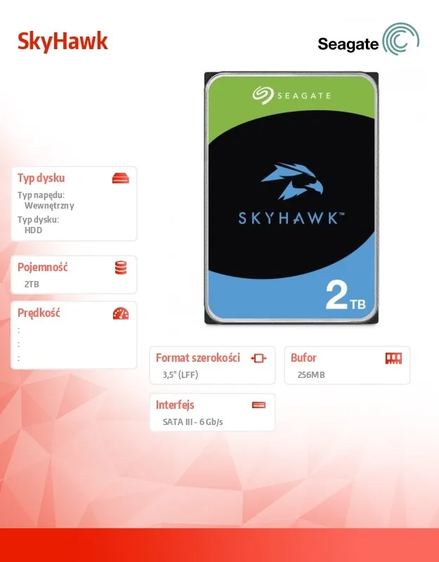 Seagate Drive SkyHawk 2TB 3,5 256MB ST2000VX017 - Image 4