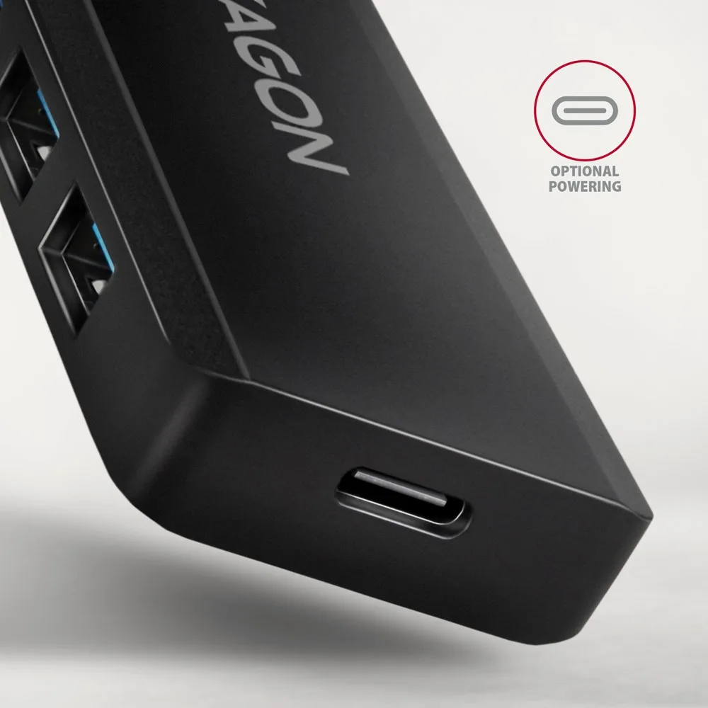 USB хъб AXAGON HUE-C1C 4x USB3.2 Gen 1 Travel hub, USB-C power IN, w. 20cm Type-C cable - Image 4