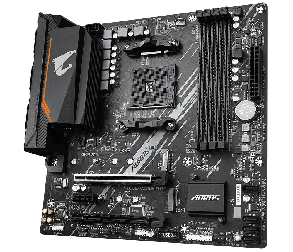 Дънна платка GIGABYTE B550M AORUS ELITE, Socket AM4 - Image 2