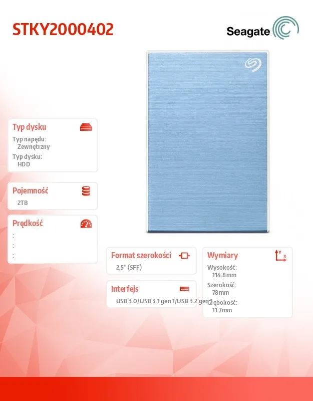 Seagate Disc One Touch 2TB 2,5 STKY2000402 blue - Image 2