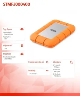 LaCie Mini Rugged 2TB USB 3.2 SSD STMF2000400 - Image 2