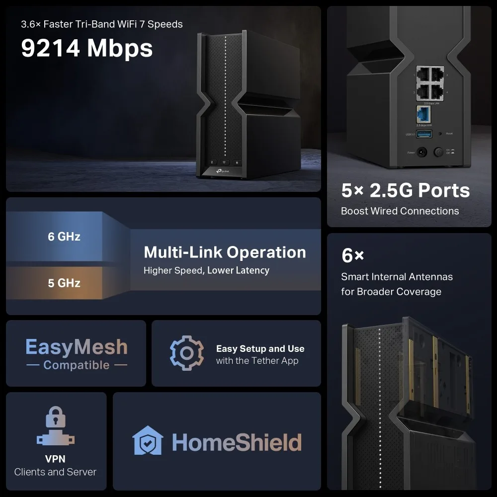 TP-LINK Archer BE550 Router WiFi 7 BE9300 - Image 5