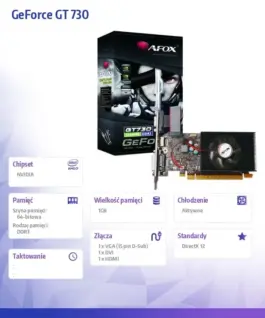 Alternative view от AFOX видео карта GeForce GT 730 1GB DDR3 64Bit DVI HDMI VGA LP Fan V1