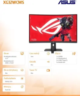 Alternative view от Asus Monitor 32 inches XG32WCMS ROG 280Hz HDMI DP USB-C