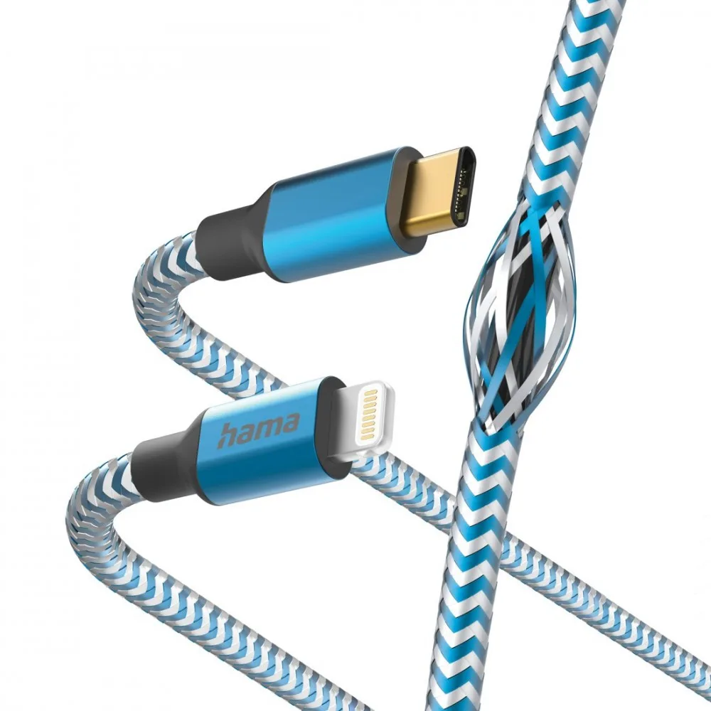 Hama кабел USB reflective c-ltg blue