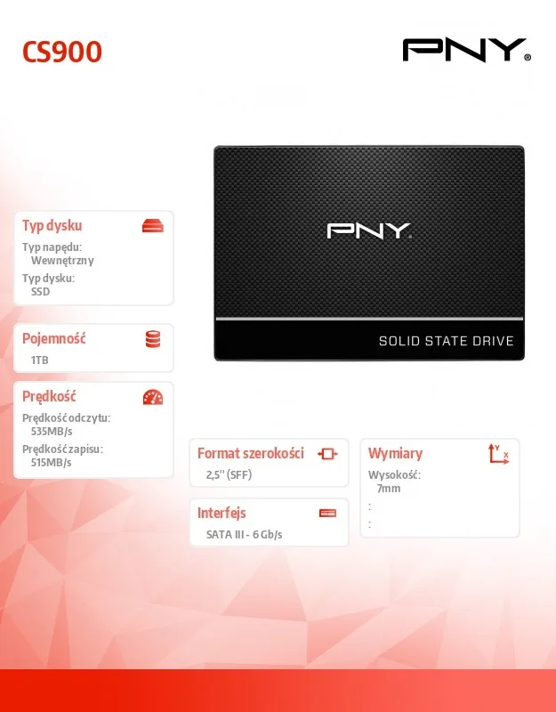 PNY SSD 1TB 2.5 SATA3 Bulk SSD7CS900-1TB-SI - Image 2