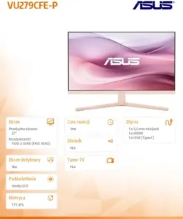 Asus Monitor 27 inch VU279CFE-P VU IPS 100Hz HDMI USB-C 15W