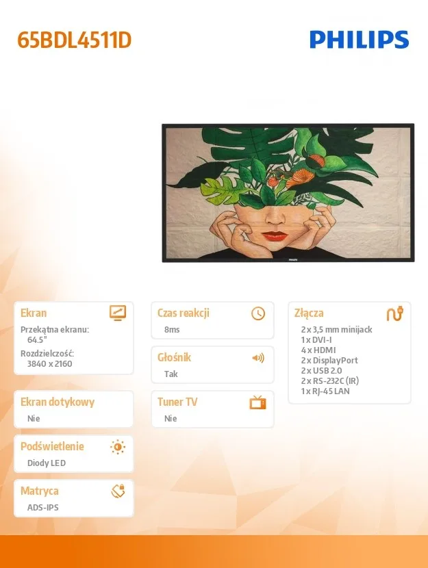 Philips Monitor 65BDL4511D 65 inch Public Display - Image 2
