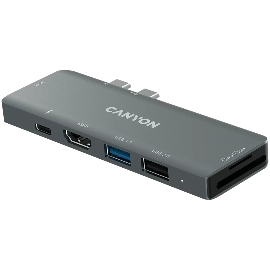 USB хъб CANYON hub DS-5 7in1 Thunderbolt 3 Space Grey - Image 2