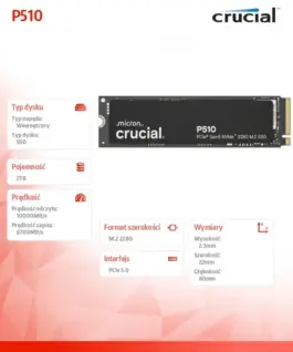 Crucial SSD P510 2TB M.2 NVMe Gen5 2280 10000/8700 MB/s