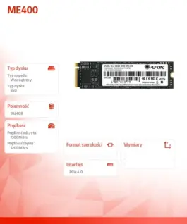 Alternative view от AFOX SSD drive ME400 M.2 PCI-E 4.0 x4 1TB TLC 7.3 / 5.2 GB/s NVMe