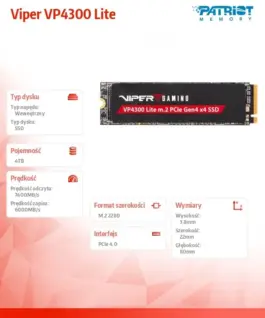 Patriot SSD 4TB Viper VP4300 Lite 7400/6000 M.2 PCIe Gen4x4 NVMe 2.0 PS5
