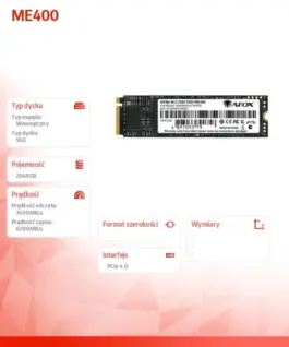 Alternative view от AFOX SSD drive ME400 M.2 PCI-E 4.0 x4 2TB TLC 7.4 / 6.7 GB/s NVMe