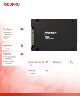 Alternative view от Micron SSD диск 7500PRO 7680GB NVMe U.3 15mm Single Pack