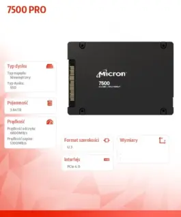 Alternative view от Micron SSD 7500 PRO 3840GB NVMe U.3 15mm Single Pack