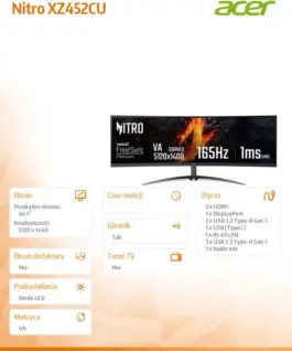 Acer Monitor 44.5 inches Nitro XZ452CUVBEMIIPHUZX ID-QHD