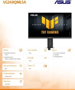 Alternative view от Asus Monitor 23.8 inches VG249QML5A IPS 240Hz HDMIx2 DP