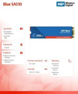 Western Digital SSD drive син 250GB SA510 M.2 2280 WDS250G3B0B