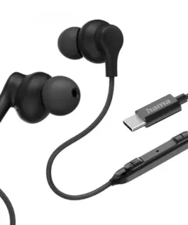 Hama In ear слушалки Curly USB-C черен