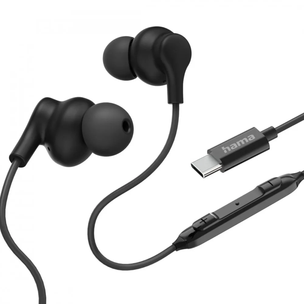 Hama In ear слушалки Curly USB-C черен